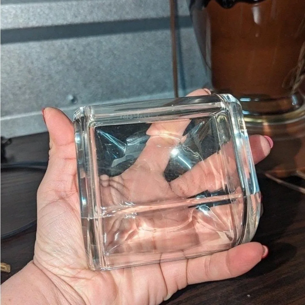 Vintage Val St Lambert Signed Cut Crystal Squirrel Trinket Box Paperweight Decor